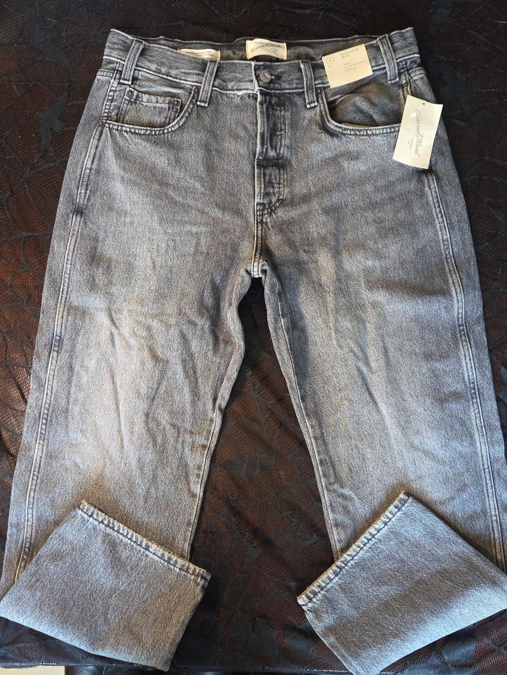 Universal Thread Women's Mid-Rise Boyfriend Jeans - Black Wash Size 8